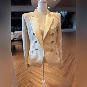 Chic Cream Blazer with Gold Accents
